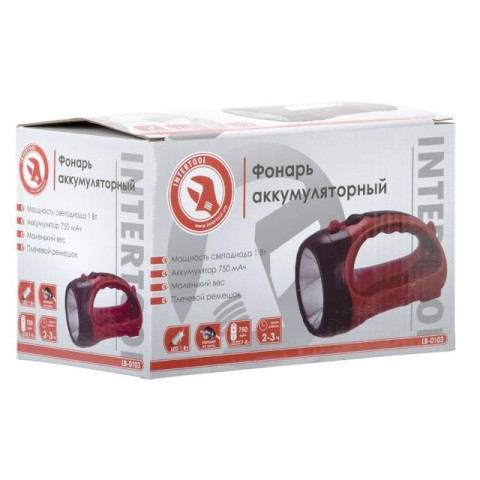 Фонарь аккумуляторный 1 LED, 1 Вт INTERTOOL LB-0103