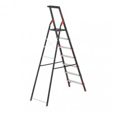 Стремянка 7 ступеней, лоток для инвентаря, стальной профиль, высота верхней ступени 1500 мм, 504*1283*2003мм, 150кг INTERTOOL LT-0057