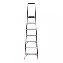Стремянка 7 ступеней, лоток для инвентаря, стальной профиль, высота верхней ступени 1500 мм, 504*1283*2003мм, 150кг INTERTOOL LT-0057