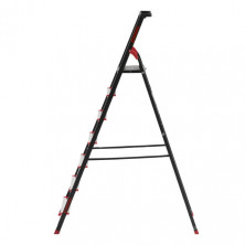 Стремянка 7 ступеней, лоток для инвентаря, стальной профиль, высота верхней ступени 1500 мм, 504*1283*2003мм, 150кг INTERTOOL LT-0057