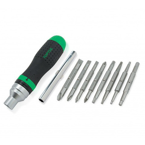 Трещоточная отвертка-битодержатель 1/4" TOPTUL 19-в-1 GAAR1002