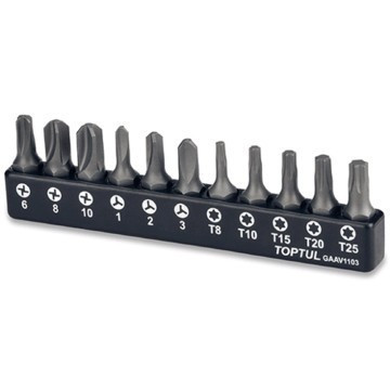 Набор бит для шуруповерта TOPTUL 1/4" 11ед. GAAV1103