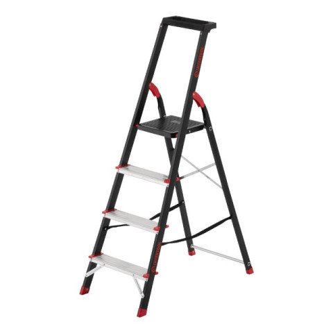 Стремянка 4 ступени, лоток для инвентаря, стальной профиль, высота верхней ступени 850мм, 433х821х1350мм, 150кг INTERTOOL LT-0054
