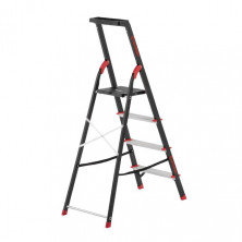 Стремянка 4 ступени, лоток для инвентаря, стальной профиль, высота верхней ступени 850мм, 433х821х1350мм, 150кг INTERTOOL LT-0054