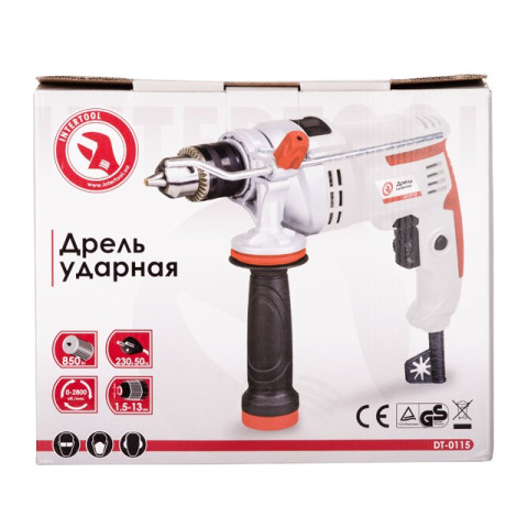 Дрель ударная, 850Вт, 0-3000 об/мин, 1.5-13мм INTERTOOL DT-0115