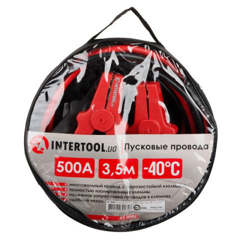 Пусковые провода 500А, 3.5м, до -40°C, чехол INTERTOOL AT-3046