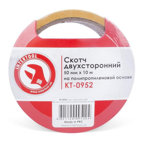 Скотч двухсторонний 50 мм*10 м на полипропиленовой основе INTERTOOL KT-0952