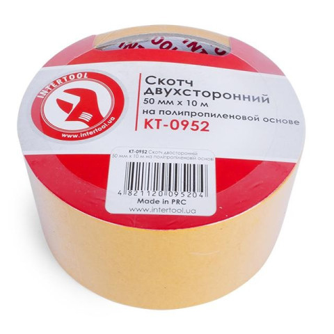 Скотч двухсторонний 50 мм*10 м на полипропиленовой основе INTERTOOL KT-0952