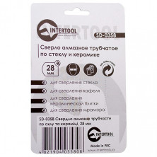 Сверло алмазное трубчатое по стеклу и керамике 28 мм INTERTOOL SD-0358