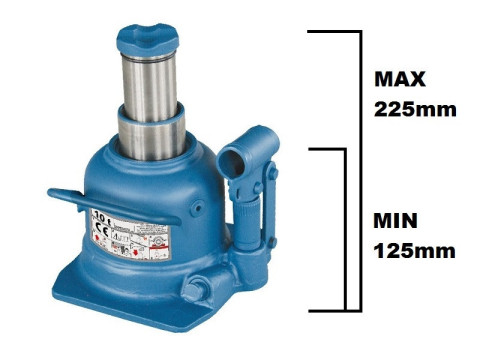 Домкрат телескопический 10т 125-225 мм профессиональный низкопрофильный TORIN TH810002