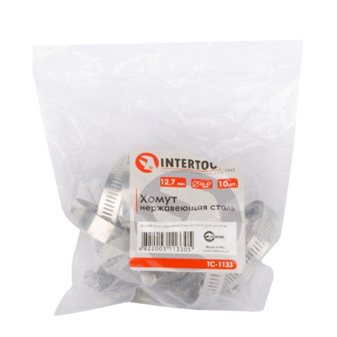Хомут нержавеющая сталь 12,7 мм D 33-57 мм INTERTOOL TC-1133