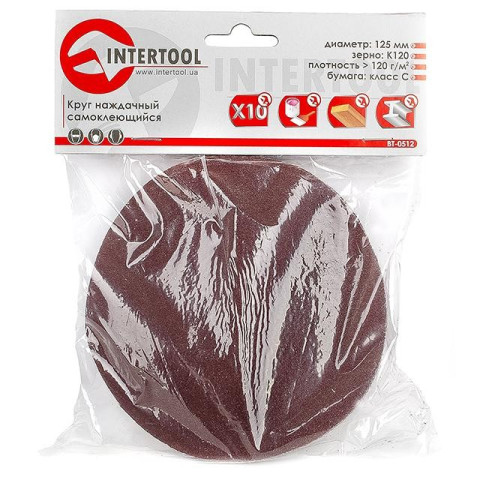 Круг наждачный самоклеющийся INTERTOOL BT-0512