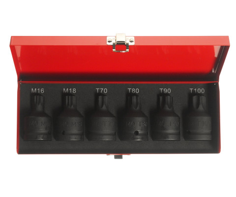 Набор головок ударных TORX T70, T80, T90, T100; SPLINE M16, M18 3/4" 6ед.