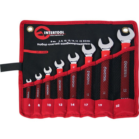 Набор комбинированных ключей в чeхле PROF DIN3113 INTERTOOL XT-1508