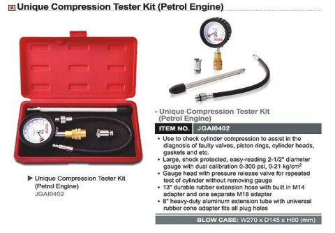 Компрессометр бензиновый TOPTUL со сменными наконечниками JGAI0402