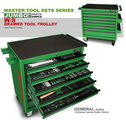 Набор инструментов в тележке TOPTUL 8 секций 360 ед. JUMBO GT-36001