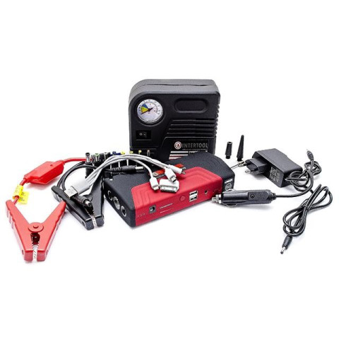 Набор пускозарядное устройство универсальное 16800 mАч. + мини компрессор. INTERTOOL AT-3010