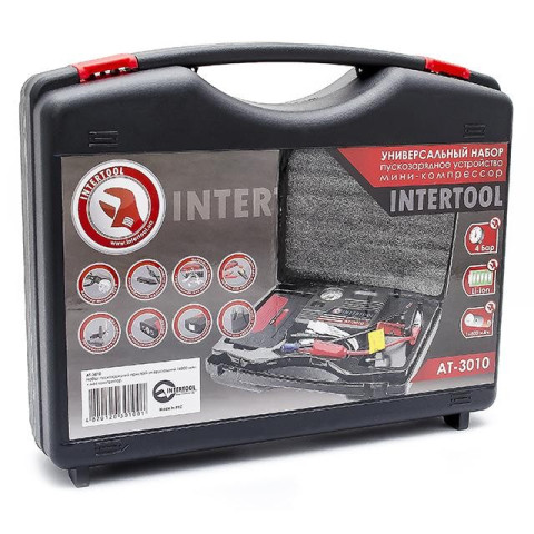 Набор пускозарядное устройство универсальное 16800 mАч. + мини компрессор. INTERTOOL AT-3010