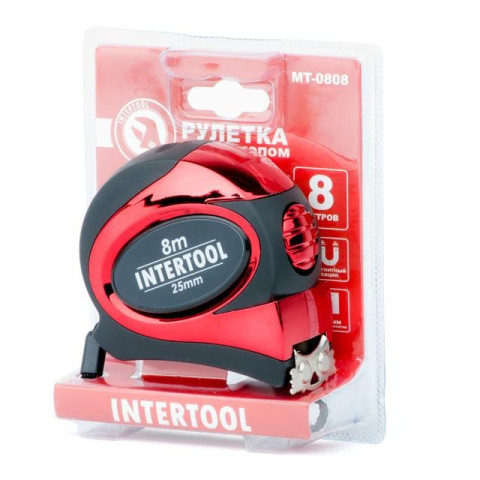 Рулетка 7.5м с автоматической блокировкой полотна INTERTOOL MT-0808