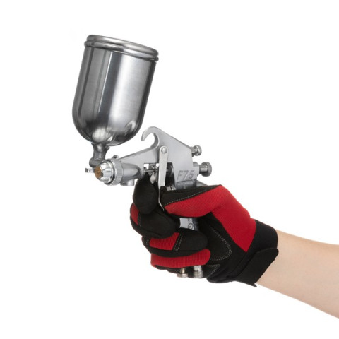 Краскопульт пневматический HP, форсунка 1.5мм, верхний металлический бачок 400мл., 5бар INTERTOOL PT-0202