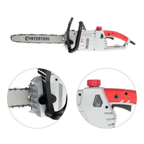 Пила цепная электрическая 2200Вт, шина 40см, SDS-система натяжки цепи, прямой двигатель. INTERTOOL DT-2203