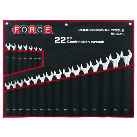 Набор ключей рожково-накидных на полотне 22 пр. (6-32 мм)