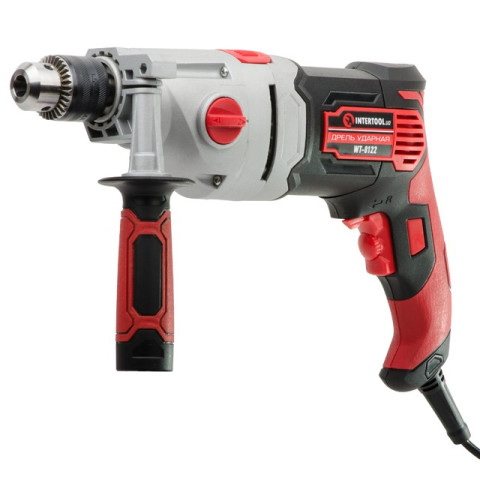 Дрель ударная 1200Вт, 2 скорости: 0-1200/0--2800об/мин,1.5-13мм, метал. корпус редуктора INTERTOOL WT-0122