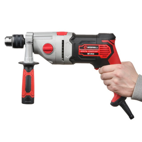 Дрель ударная 1200Вт, 2 скорости: 0-1200/0--2800об/мин,1.5-13мм, метал. корпус редуктора INTERTOOL WT-0122