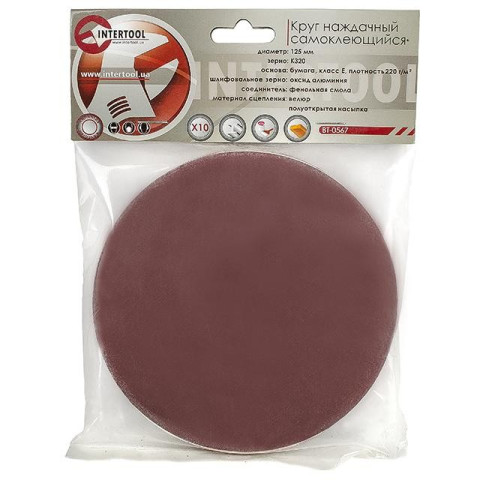 Круг наждачный самоклеющийся INTERTOOL BT-0567