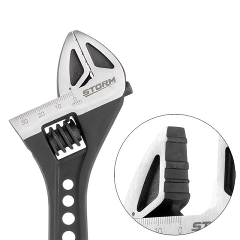 Ключ разводной 250мм кованный, рукоятка TPR, HRC 40~50, Cr-V STORM INTERTOOL XT-0080