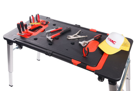 Верстак многофунциональный, 7 в 1(верстак-max нагр.150кг,тележка-150кг,леса-250кг,рабоч. платформа-108х45см,столярный козел,лежак,тележка-платформа)