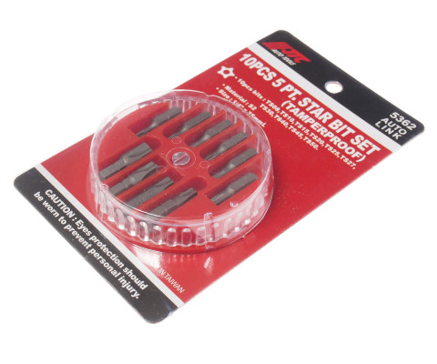 Набор бит 1/4&quot; TORX TS08-TS50 с отверстием 10ед.