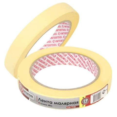 Лента малярная (крепп) желтая, ширина 19 мм, длина 40 м INTERTOOL DM-1940