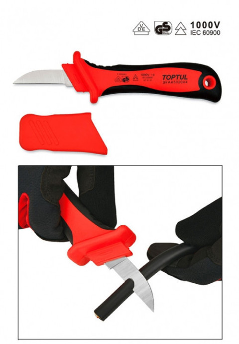 Нож кабельный диэлектрический TOPTUL 1000V VDE SFAA5020V4