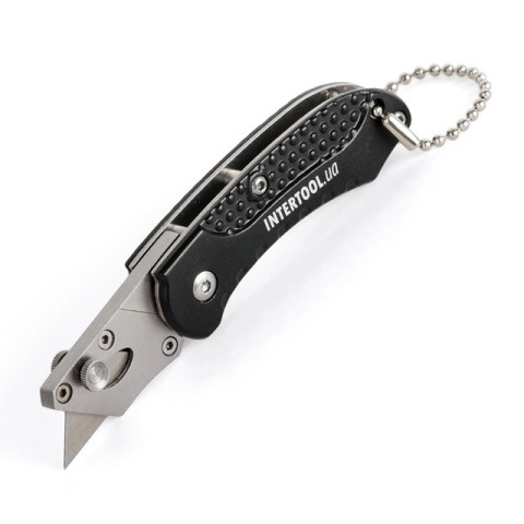 Нож строительный складной с трапециевидным лезвием, SK5, алюминиевая рукоятка INTERTOOL HT-0532