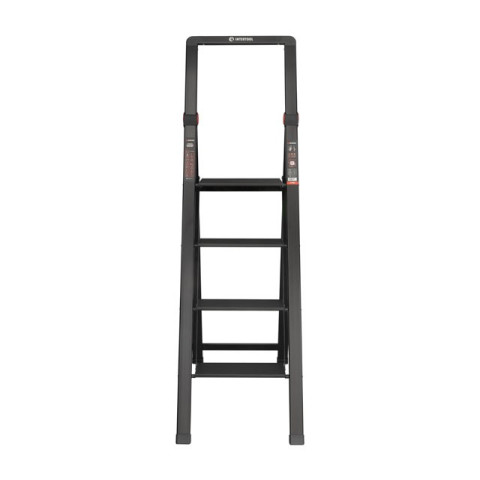 Стремянка алюминиевая "Black Slim", 4 ступени, высота верхней ступени 912 мм, 150 кг, STORM INTERTOOL LT-5004