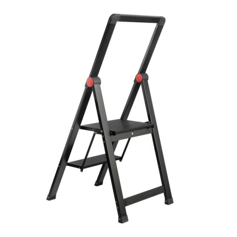 Стремянка алюминиевая "Black Slim", 2 ступени, высота верхней ступени 456мм, 150 кг, STORM INTERTOOL LT-5002