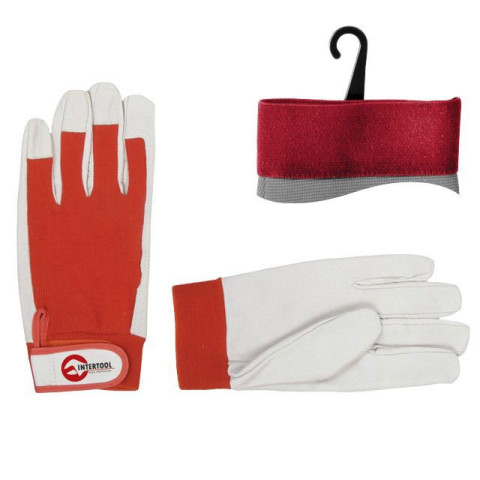 Перчатка кожаная комбинированная из кожи и ткани INTERTOOL SP-0012