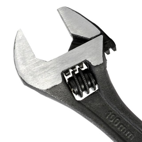 Ключ разводной 100мм, Cr-V, черный, фосфатированный, с полированной головкой INTERTOOL XT-0054